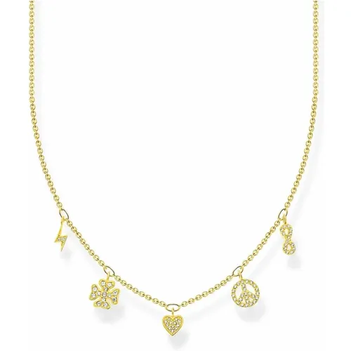 Womens necklace with pendants chain with symbols gold Ke2123-414-14-L42V , female, Sizes: ONE SIZE - Thomas Sabo - Modalova