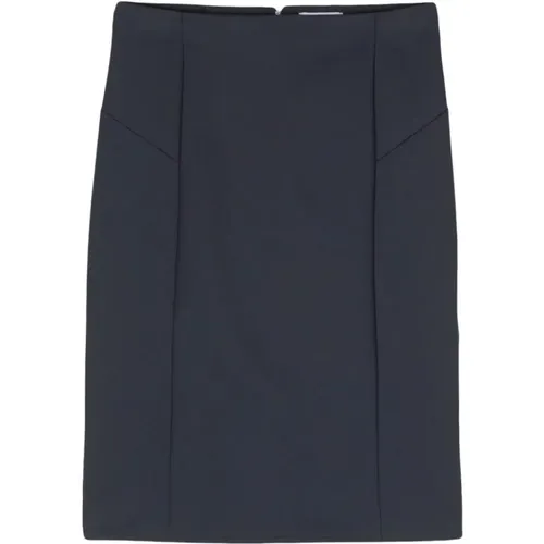 Navy Longuette Skirt , Damen, Größe: L - PATRIZIA PEPE - Modalova