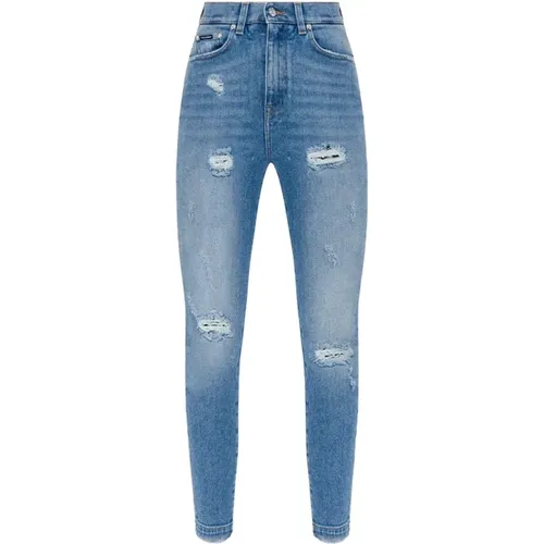 Vintage-Effekt Blaue Jeans , Damen, Größe: 2XS - Dolce & Gabbana - Modalova