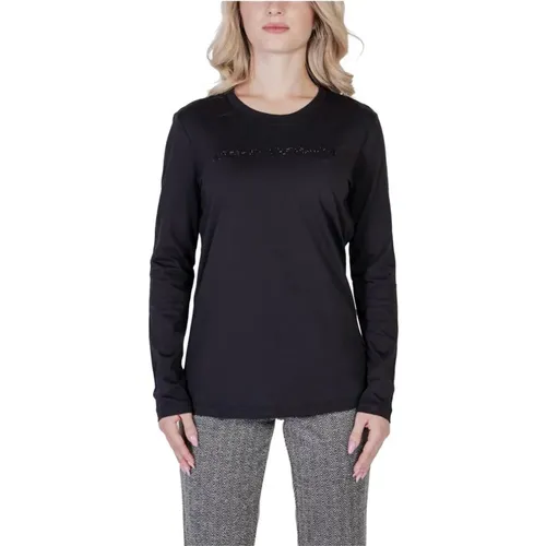 Schwarze Baumwoll-Casual-Tops Damenkollektion , Damen, Größe: XS - Armani Exchange - Modalova