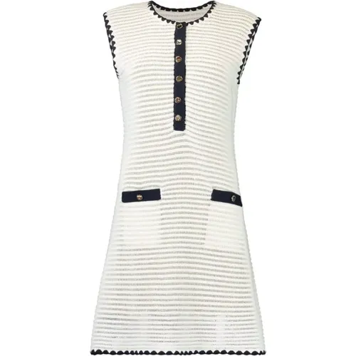 Crochet Mini Dress Cream Black , female, Sizes: L, M - Self Portrait - Modalova