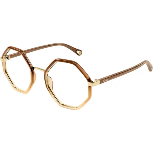 Braun Goldene Sonnenbrillenfassung , unisex, Größe: 53 MM - Chloé - Modalova