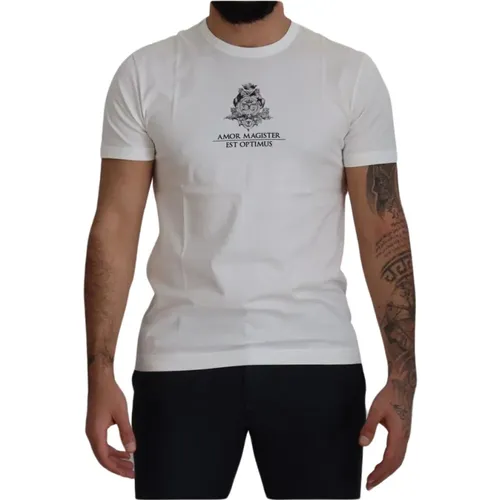 Weißes Logo-Print T-Shirt , Herren, Größe: S - Dolce & Gabbana - Modalova