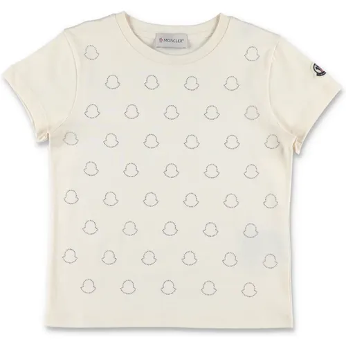 Weißes Logo-T-Shirt Kurzarm - Moncler - Modalova