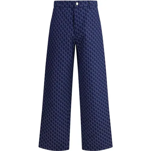 Wide Trousers, male, , Size: M GG Pattern Pants - Gucci - Modalova