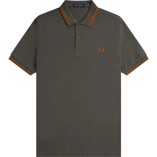 Polo Shirts, male, , Size: XL Slim Fit Twin Tipped Polo Field Green Nut Flake -S - Fred Perry - Modalova