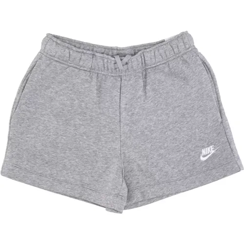 Short Shorts, female, , Size: L Fleece Mid-rise Shorts Heather/White - Nike - Modalova