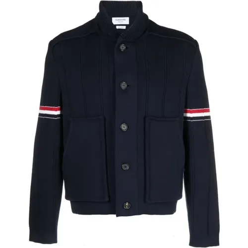 Cardigans, male, , Size: L Double Face Shawl Collar Jacket - Thom Browne - Modalova