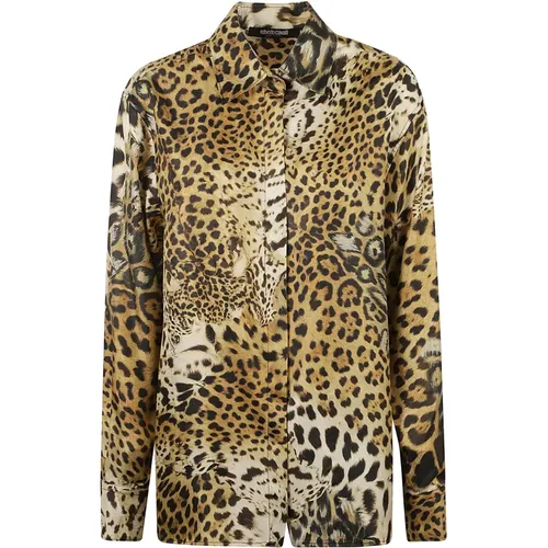 Shirts, female, , Size: S Leopard Print Silk Shirt - Roberto Cavalli - Modalova