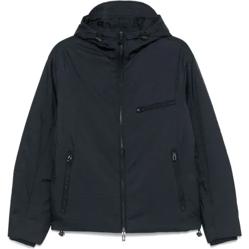 Jacquard Logo Coat Lightweight Zip , male, Sizes: M, L, 3XL, XL, 2XL - Emporio Armani - Modalova