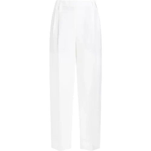 White Viscose Pants High Waist , female, Sizes: S - BRUNELLO CUCINELLI - Modalova