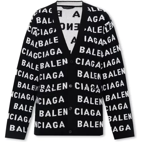 Cardigans, female, , Size: M Cardigan with logo - Balenciaga - Modalova