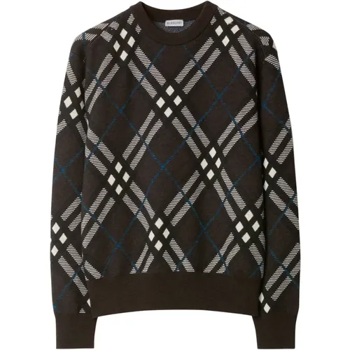 Check Crewneck Wollpullover Braun - Burberry - Modalova