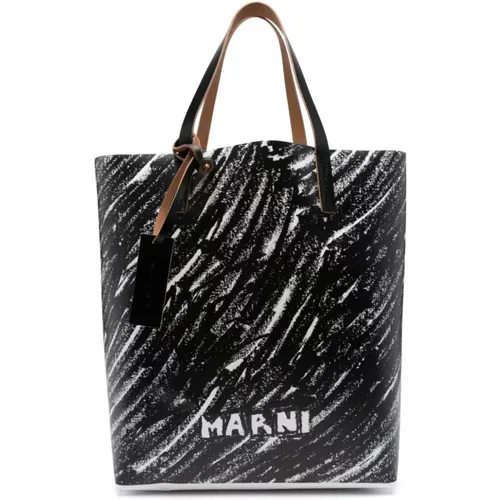 Tote Bags, male, , Size: ONE SIZE Tote Bag with Logo Print - Marni - Modalova