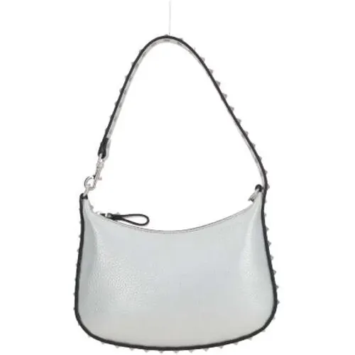 Silver Studded Leather Hobo Bag , female, Sizes: ONE SIZE - Valentino Garavani - Modalova