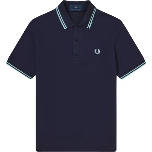 Polo Shirts, male, , Size: XS Original Twin Tipped Polo Navy Ice - Fred Perry - Modalova