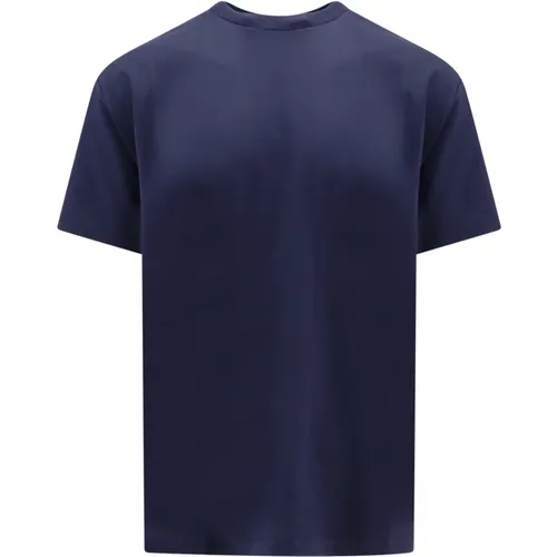 Blau Geripptes Crew-Neck T-Shirt - Roberto Collina - Modalova