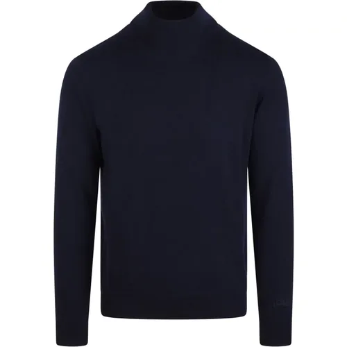 Turtlenecks, male, , Size: XL Navy Wool Turtleneck Sweater - MC2 Saint Barth - Modalova