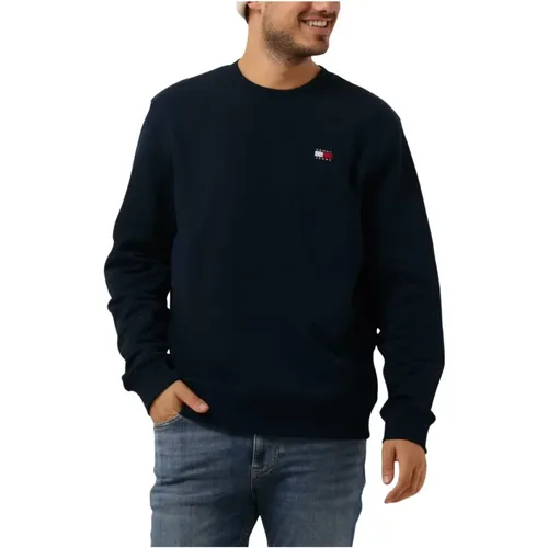 Herren Pullover & Weste Reg Badge Crew , Herren, Größe: 2XL - Tommy Jeans - Modalova