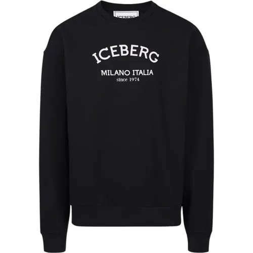 Logo Rundhals-Sweatshirt aus Eco-Baumwolle Klassiker , Herren, Größe: M - Iceberg - Modalova