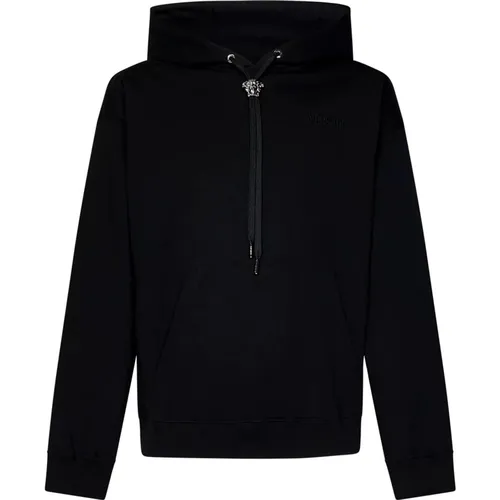 Hooded Sweater with Medusa Detail , male, Sizes: L, M, S - Versace - Modalova