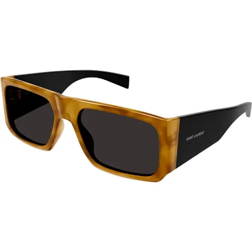 Stilvolle Schwarze Leder Umhängetasche,Schwarze Havana Sonnenbrille SL 635 Acetate - Saint Laurent - Modalova