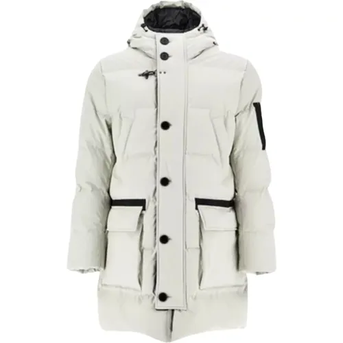 Winter Jackets, male, , Size: M Light Grey Down Jacket with Hood - Fay - Modalova