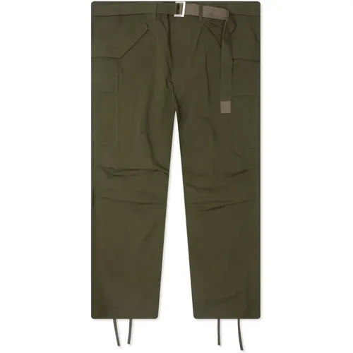 Khaki Cargo Hose mit Kordelzug Knöchel , Herren, Größe: S - Sacai - Modalova