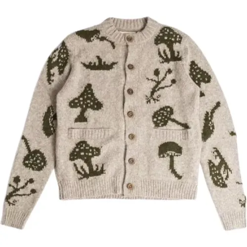 Cardigans, male, , Size: M Handmade Shroom Cardigan with Nature Motif - Baziszt - Modalova