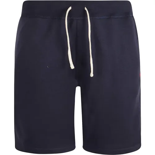 Casual Shorts, male, , Size: M Navy Cotton Blend Shorts with Polo Pony Motif - Ralph Lauren - Modalova