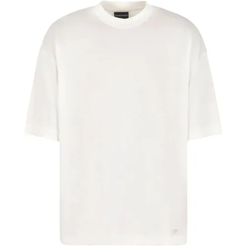 T-Shirt mit gesticktem Logo und Rundhalsausschnitt , Herren, Größe: XL - Emporio Armani - Modalova