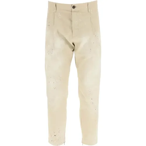 Paint-Splatter Detail Trousers , male, Sizes: L, 2XL, XL - Dsquared2 - Modalova