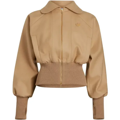 Beige Wolle Logo Patch Reißverschluss Jacke - Patou - Modalova