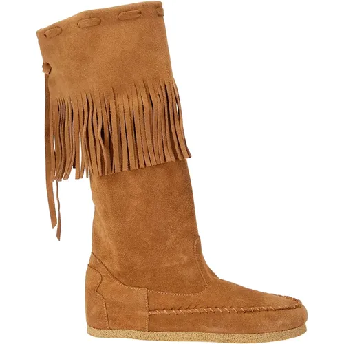 High Boots, female, , Size: 10 US Flat Sole Leather Insole Boots with Fringes - P.a.r.o.s.h. - Modalova