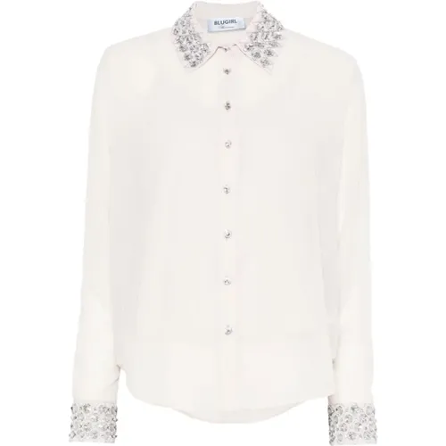 Crystal Embellished Shirt , female, Sizes: M - Blugirl - Modalova