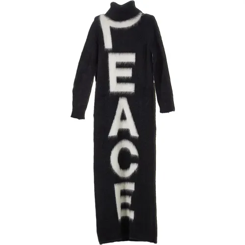 Langes Strickkleid mit Peace-Intarsien - Moschino - Modalova