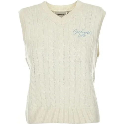 V-Neck Signature Vest Sweater , Damen, Größe: L - Carhartt WIP - Modalova