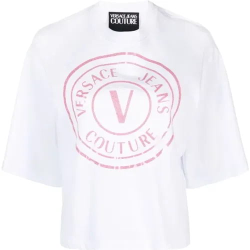 Weiße T-Shirts Polos für Frauen , Damen, Größe: M - Versace Jeans Couture - Modalova