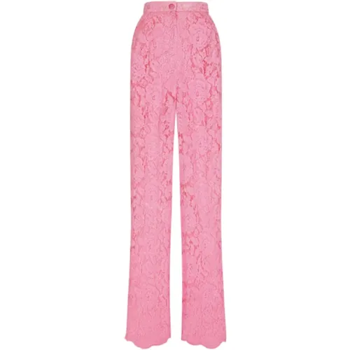 Floral Lace Flare Pants , female, Sizes: S - Dolce & Gabbana - Modalova