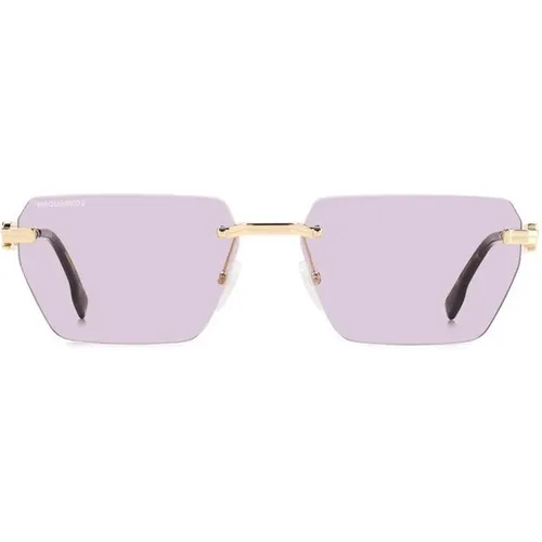 Sunglasses, male, , Size: 58 MM Modern Casual Sunglasses with Gold Frame and Light Pink Lenses - Dsquared2 - Modalova