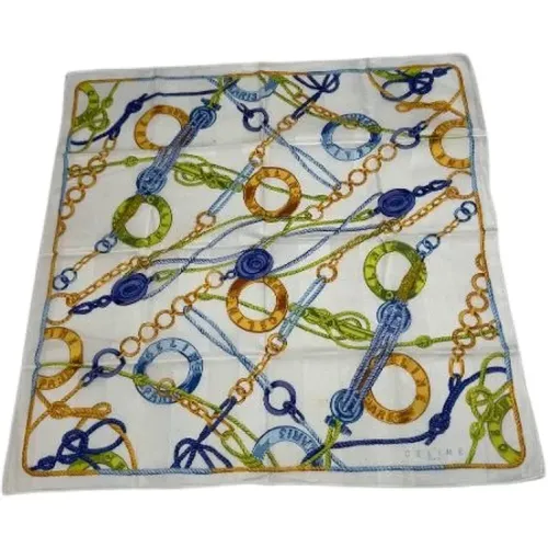 Pre-owned Scarves, female, , Size: ONE SIZE Pre-owned Silk Scarf - Celine Vintage - Modalova