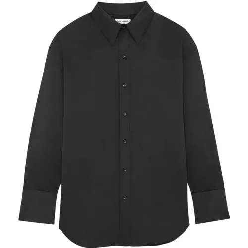 Silk Satin Shirt , male, Sizes: ONE SIZE - Saint Laurent - Modalova