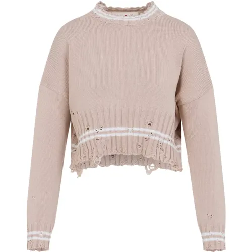 Round-neck Knitwear, female, , Size: S Dishevelled Cotton Sweater - Marni - Modalova