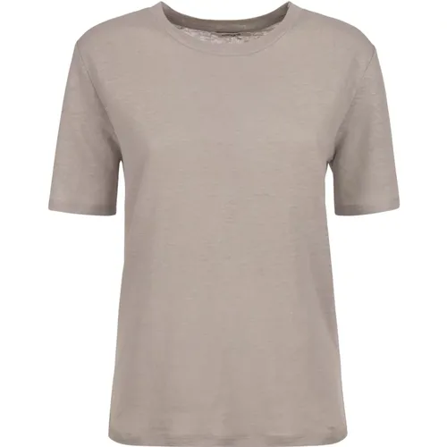 Grey Linen T-shirt and Polo , female, Sizes: XS, S - Kangra - Modalova