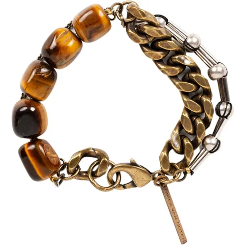 Bracelets, male, , Size: ONE SIZE Tiger Eye Stone Chain Bracelet - Dries Van Noten - Modalova