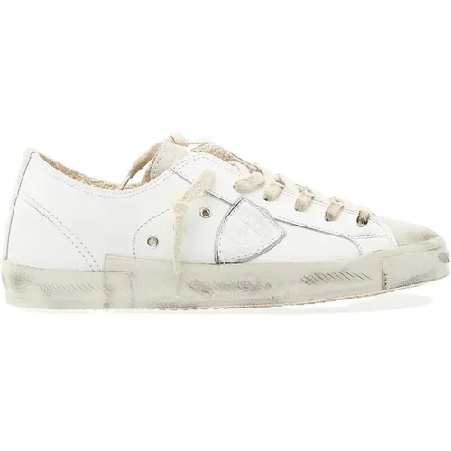 Sneakers, male, , Size: 7 US White Leather Low Top Sneakers - Philippe Model - Modalova