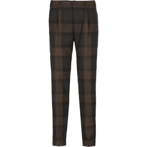 Chinos, male, , Size: M Check Pattern Wool Trousers - Incotex - Modalova