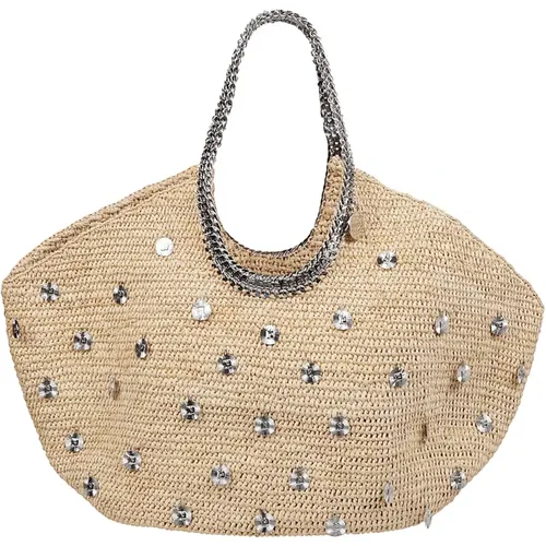Natural/Silver Cabas Basket Bag , female, Sizes: ONE SIZE - Paco Rabanne - Modalova