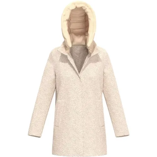 Women Bouclé Coat with Removable Hood , female, Sizes: M - Marella - Modalova