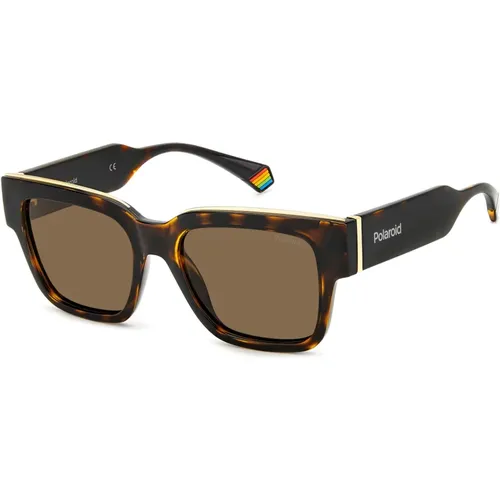 Sunglasses, unisex, , Size: 52 MM Havana/Brown Sunglasses - Polaroid - Modalova